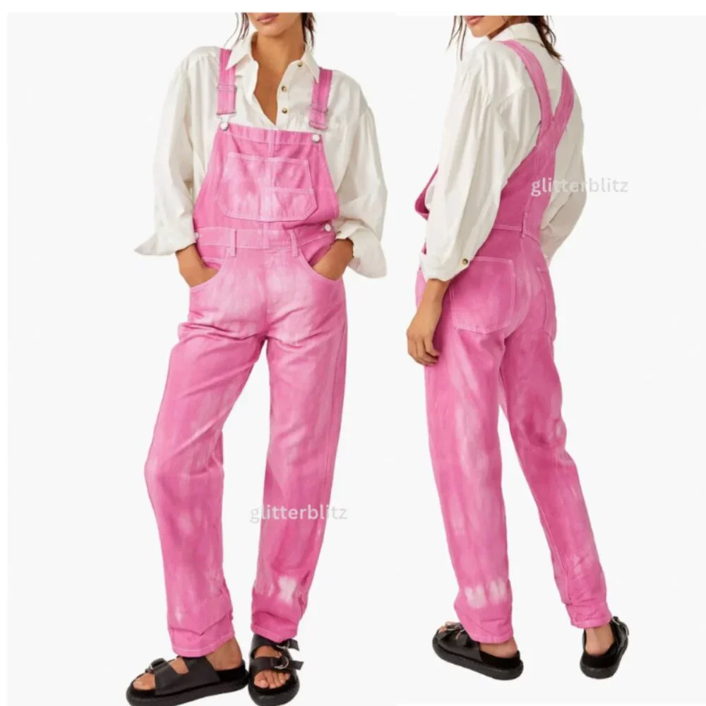 Free People Ziggy Denim Overalls - We the Free - Pink - LAST ONE IN STOCK! - Picture 7 of 16